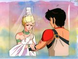 une image représentant un dessin animé d'un homme tenant la main d'une femme