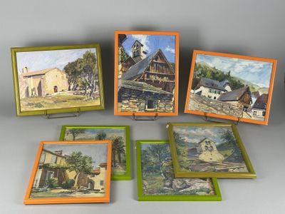 Ecole française du XXe siècle. "Paysages pyrénéens".