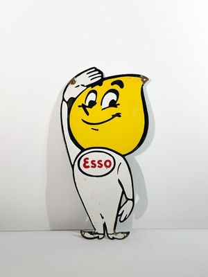 Plaque émaillée vintage Esso - Goutte d'huile - Photo 1