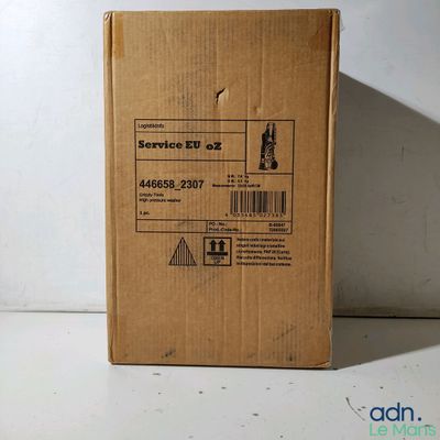 a cardboard box with a label on it sitting on a table