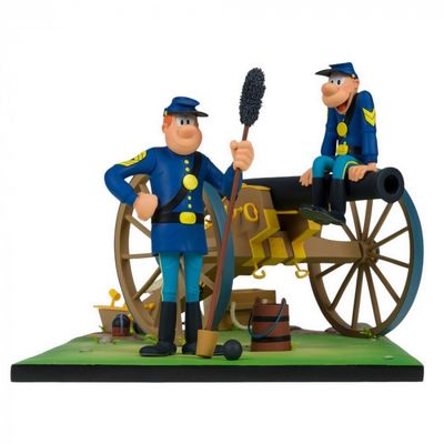 figurines représentant deux policiers avec un canon et un canon