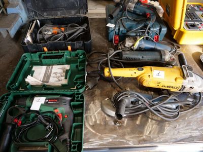 1 Ensemble DE 7 Materiels Electro Portatifs Bosch, Aeg, Dewa…