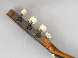 a close up of a musical instrument on a white surface