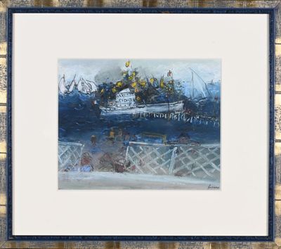 Jean FUSARO (né en 1925) Chalutier aux drapeaux jaunes Paste…