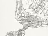 un dessin représentant un oiseau perché sur une branche