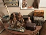 a small table with a lot of items on it