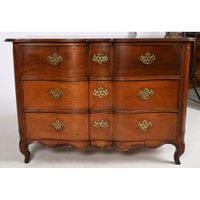 COMMODE LOUIS XV à façade arbalète en acajou massif. (photo 2)