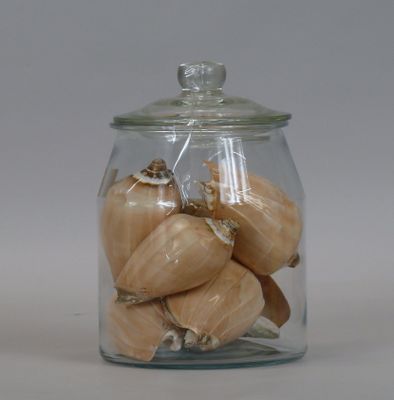 a glass jar with onions in it on a table