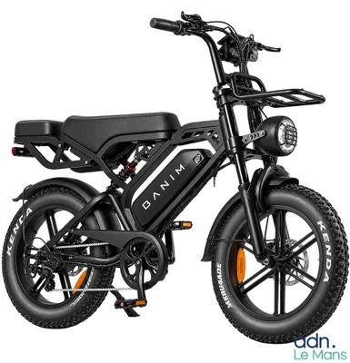 une image d'un vélo électrique noir sur fond blanc