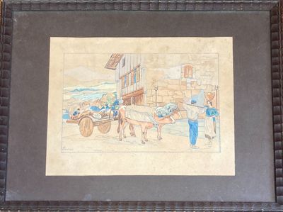 a picture of a picture of a horse drawn carriage