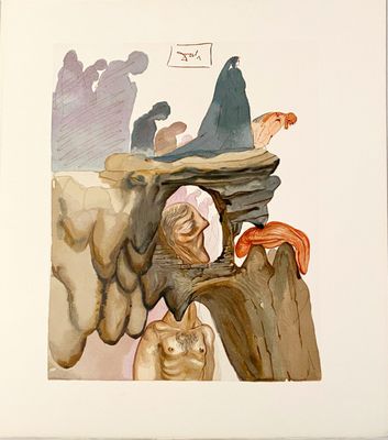 une photo d'un tableau représentant des personnes et des animaux dans une grotte