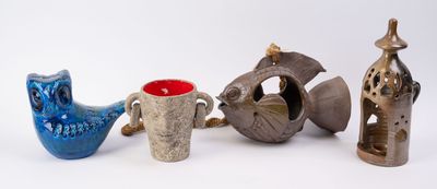 Ensemble de pièces en grès, travail XXe s comprenant : - Vas…