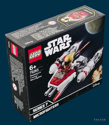 a box of lego star wars microfighters on a blue background