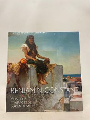 a book with a painting of a woman sitting on a wall