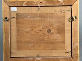 an old picture of a wooden frame with a piece of wood in it