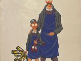 a poster of a man and a child holding hands
