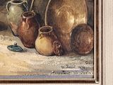 a picture of a painting of a still life with pots and bowls