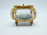 a small glass box with a flower inside of it