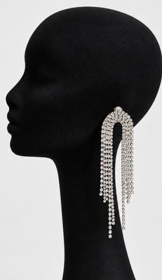 a close up of a mannequin head wearing a pair of earrings