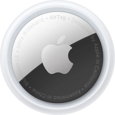 an image of an apple logo on a white and black button