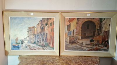 two paintings hanging on the wall next to each other