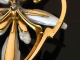an image of a close up of a gold and white broochle