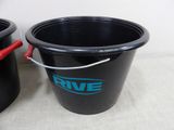 two buckets that are sitting next to each other