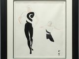 painting of a woman in a black and white dress and a man in a black suit