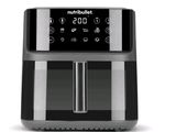 an image of a black and silver air fryer on a white background