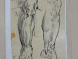 two drawings of legs and feet of a man and a woman