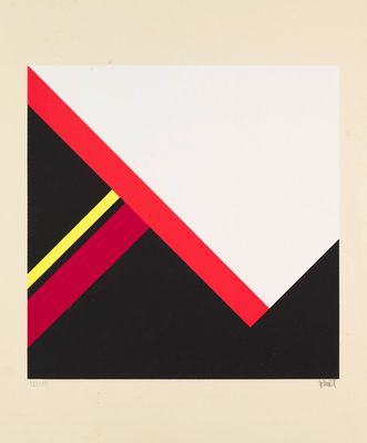 une image représentant un tableau sur lequel figure un triangle rouge, noir et jaune