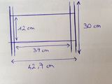 a picture of a drawing of a window with measurements on it