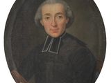 portrait d'un homme en manteau noir tenant un pinceau