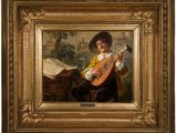une image d'un tableau représentant un homme jouant de la guitare