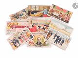 a lot of old postcards that are on the table
