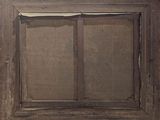 painting of a wooden frame with a window in the middle of it