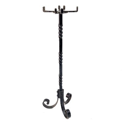 Serviteur de cheminée en fer forgé peint, le fût tourné sur …