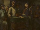 une image représentant un tableau où l'on voit un groupe de personnes debout autour d'une table