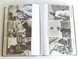 an open book with pictures of people in the pages