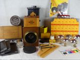 a table with a lot of different items on it