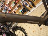 a close up of a bicycle parked in a store