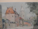 a picture of a painting of a street in a town