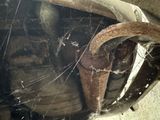 a spider web hanging from the side of a car