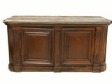 an image of a wooden cabinet with marble top on a white background