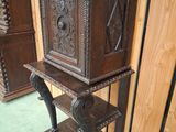a wooden shelf with a wooden box on it