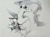 dessin représentant un homme portant un chapeau sur la tête
