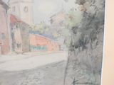 a picture of a painting of a street in a city