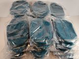 many pieces of blue cloth wrapped in plastic bags