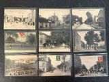 plusieurs vieilles photographies en noir et blanc représentant des personnes marchant dans une rue