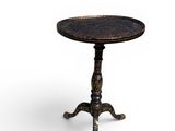 an image of a small table with a wooden top on a white background